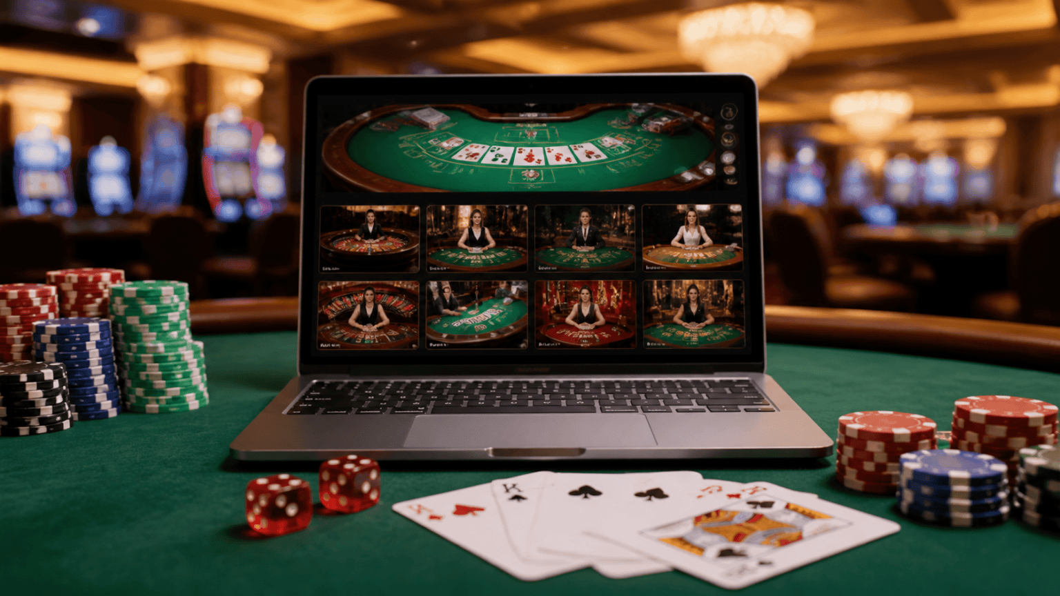 Best Online Casinos: How to Evaluate Sites Before You Play Online casino gaming on a laptop with chips and cards