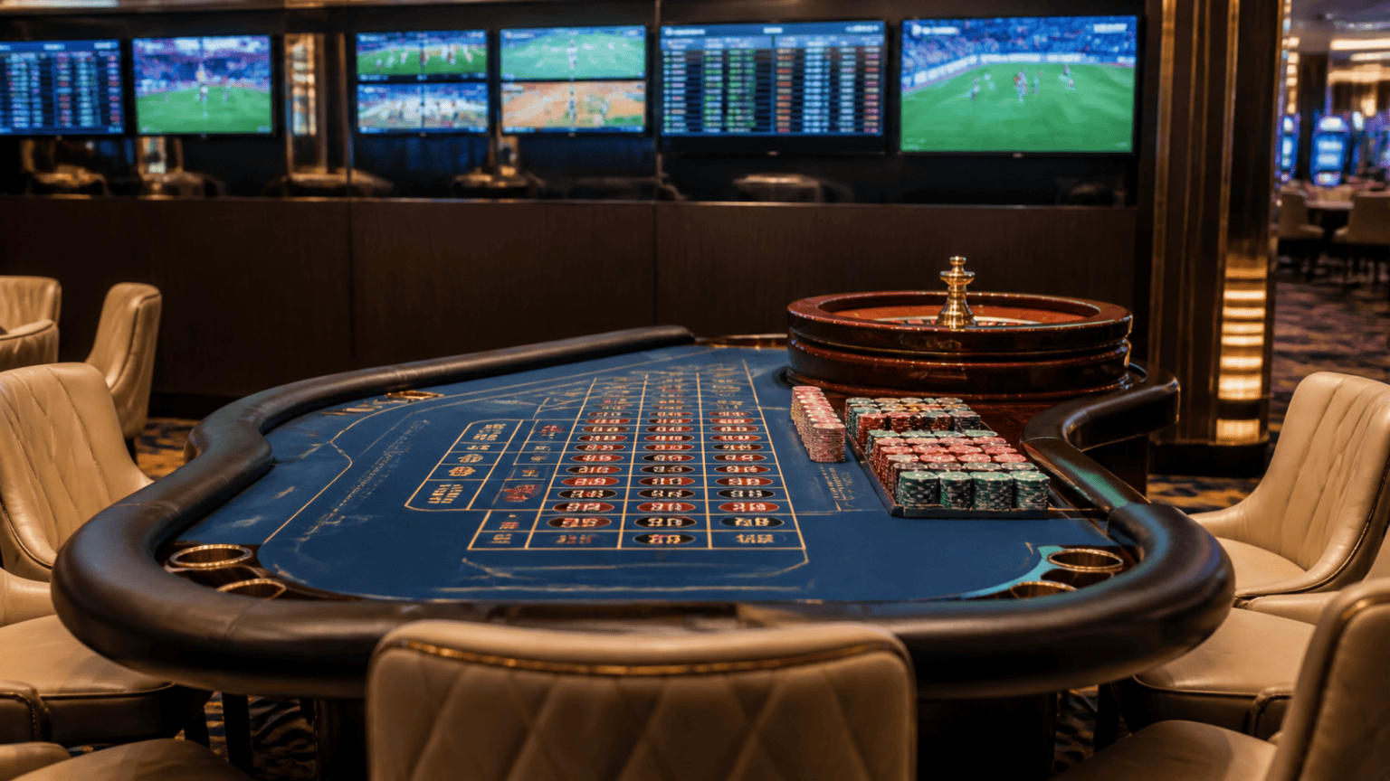 Singapore Betting Sites: What Players Should Look For Casino betting area with sportsbook screens and gaming tables